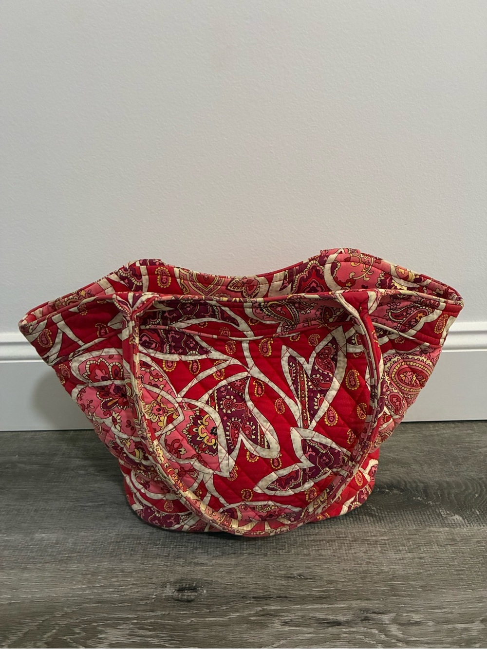 Vera Bradley Quilted Paisley Tote Bag in Red and Pink
